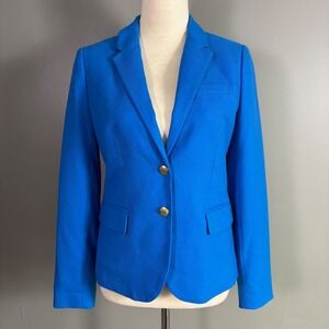 J.Crew Schoolboy Blazer 4 Blue Wool Blend Gold Button Career Prep Academia Corp